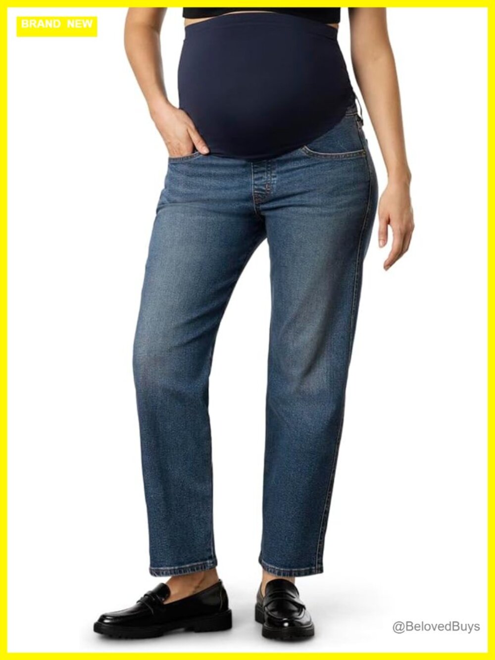 Maternity Straight Leg Jeans with SoftStay Belly Band - Cotton Blend